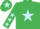 Silk - EMERALD GREEN, light blue star, light blue stars on sleeves, light blue star on cap