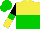 Silk - Yellow and green halved horizontally, black and yellow halved sleeves, green armlets, green cap