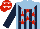 Silk - light Blue, dark blue stripes, light blue Yoke, red stars, dark blue sleeves, red cap, white stars