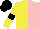 Silk - Yellow, pink halves, black armlets, black cap