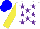 Silk - White, purple stars, yellow sleeves, blue cap