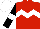 Silk - Red, white chevron hoop, black sleeves, white armbands, white cap