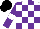 Silk - White, purple checks, purple sleeves, white armbands, black cap