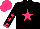 Silk - black, neon pink star, black sleeves, neon pink stars and cuffs, neon pink cap