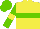 Silk - yellow, light green hoop, yellow armbands on light green sleeves, light green cap
