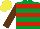 Silk - Emerald green, red hoops, brown sleeves, yellow cap