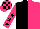 Silk - Black and hot pink halved vertically, hot pink sleeves, black stars, checked cap