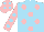 Silk - Sky blue, pink spots, pink sleeves, sky blue spots, pink cap, sky blue spots