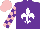 Silk - Purple, white fleur-de-lys, pink and purple checked sleeves, pink cap