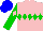 Silk - Pink, green diamond hoop, pink diamond on green sleeves, blue cap