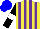 Silk - Yellow, purple stripes, black sleeves, white armbands, blue cap