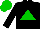 Silk - black, green triangle, black sleeves, green cap