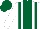 Silk - White, dark green stripe, braces and cap