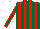 Silk - dark green, red stripes, red sleeves and dark green stripes, white seams, white cap