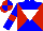 Silk - Blue, red diablo, white inverted triangle, red armbands, red and blue quartered cap
