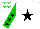 Silk - White, black star, green sleeves with black stars, white cap with green stars