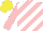 Silk - Pink and white diagonal stripes, yellow cap