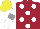 Silk - Maroon, white spots, white sleeves, gray armbands, yellow cap