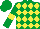 Silk - Emerald green, yellow diamonds, emerald green sleeves, yellow armlets, emerald green cap