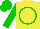 Silk - yellow, green circle, green sleeves and cap