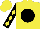 Silk - Yellow, black ball, yellow diamonds on black sleeves
