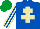 Silk - ROYAL BLUE, BEIGE Cross of Lorraine, striped sleeves, EMERALD GREEN cap