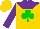Silk - Gold, purple yoke, green shamrock with purple sleeves
