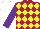 Silk - Maroon, yellow diamonds, purple sleeves, white cap