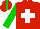 Silk - red, white cross, green sleeves, red cap, green stripe