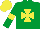 Silk - Emerald green, yellow maltese cross, yellow armlets, yellow cap
