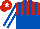 Silk - Red and royal blue halved horizontally, royal blue stripes, royal blue sleeves, white stripe, red cap, white star