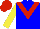 Silk - blue, red chevron, yellow sleeves, red cap