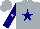 Silk - Silver, navy blue star, silver star on navy blue sleeves, silver cap