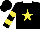 Silk - Black, yellow star, white collar, yellow bars on sleeves, yellow star on black cap