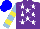 Silk - Purple, white stars, light blue sleeves, yellow hoops, blue cap