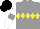Silk - Grey, yellow diamond hoop, grey armbands on white sleeves, black cap