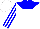 Silk - white, blue yoke, white sleeves, blue stripes, white cap