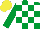 Silk - Emerald green and white check, emerald green sleeves, yellow cap