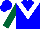 Silk - Blue, white chevron,  dark green sleeves,  blue cap