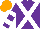Silk - Purple, white crossbelts, hoops on purple sleeves, orange cap
