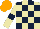 Silk - Beige and dark blue check, beige sleeves, dark blue armlets, orange cap
