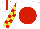 Silk - white, red disc, yellow and red checked sleeves, red stripe on white cap