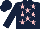 Silk - dark blue, pink stars, dark blue cap