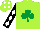 Silk - Lime green, emerald green shamrock, black and white diamonds on sleeves and cap