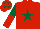 Silk - Red, dark green star, dark green and red halved sleeves, red cap, dark green stars