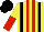 Silk - yellow and red stripes, black braces, yellow and red halved sleeves, black cap