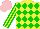 Silk - Yellow, green diamonds, yellow and green striped sleeves, pink cap