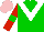 Silk - Green, white chevron, red sleeves, green armbands, pink cap