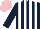 Silk - Dark blue & white stripes, pink cap