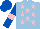 Silk - Light blue, pink stars, royal blue sleeves, pink armlets and star on royal blue cap
